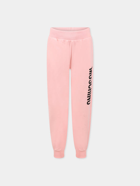 Pantaloni rosa per bambina con logo,Moschino Kids,HMP057 LDA26 50209