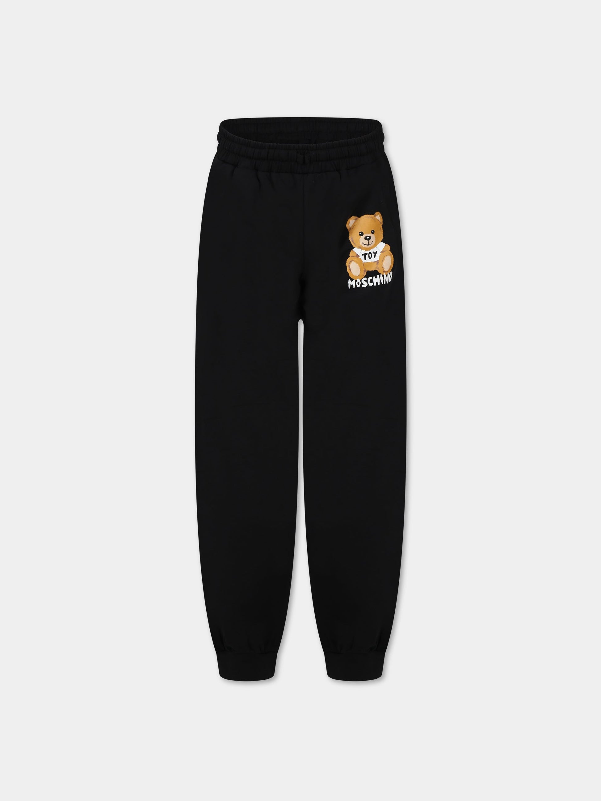 Pantaloni neri per bambini con logo e Teddy Bear,Moschino Kids,HUP058 LDA38 60100