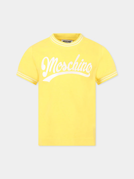 T-shirt gialla per bambino con logo,Moschino Kids,HUM03X LAA01 51898