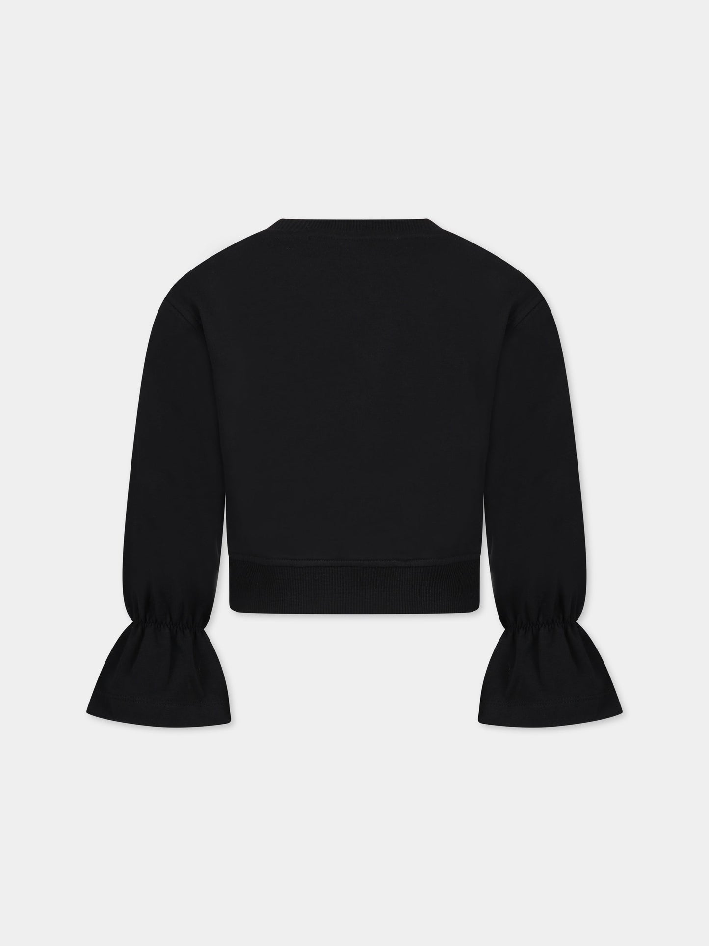 Felpa nera per bambina con Teddy Bear e logo,Moschino Kids,HDF03T LDA16 60100