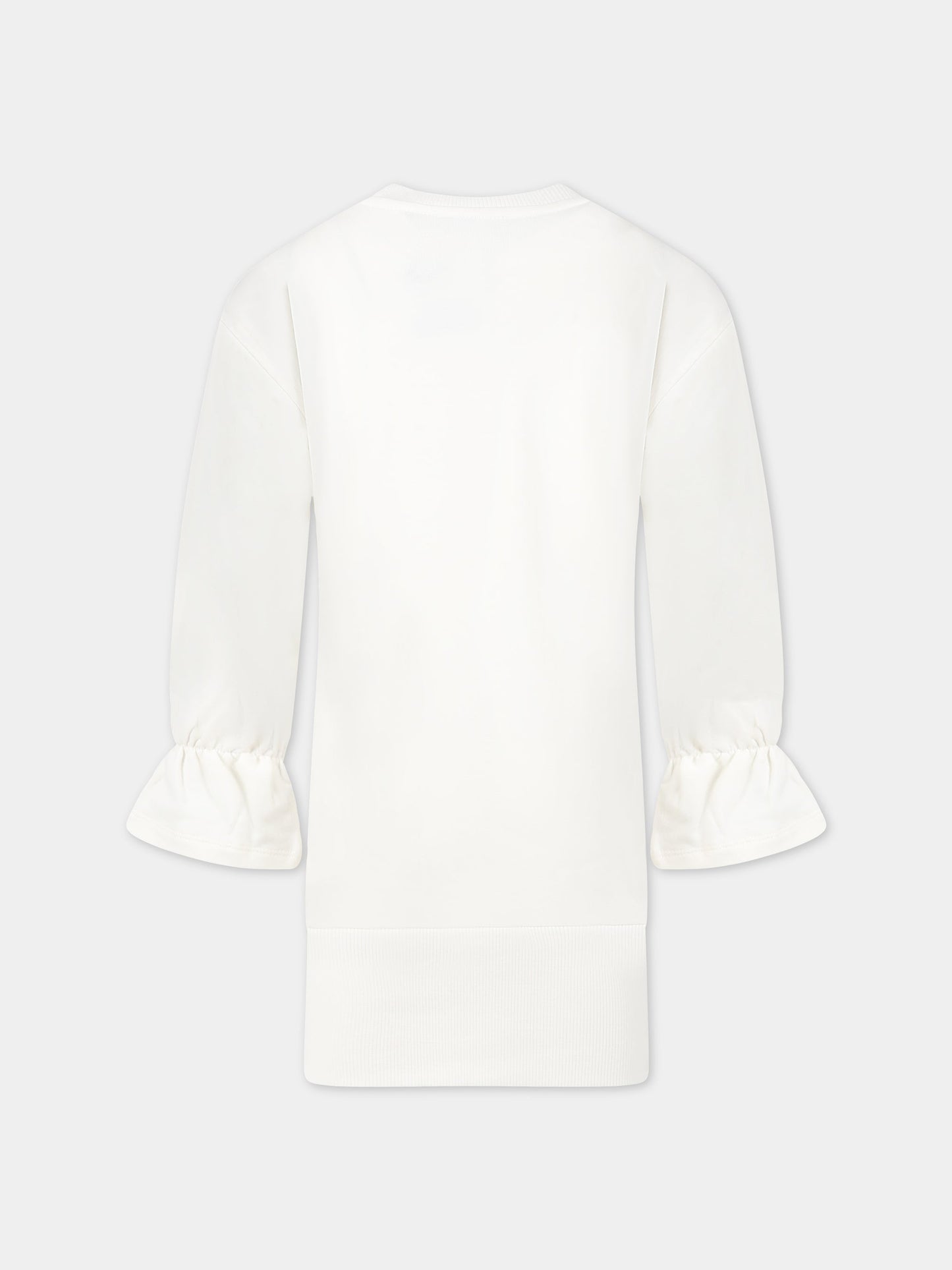 Vestito bianco per bambina con Teddy bear e logo,Moschino Kids,HDV0BX LDA16 10063