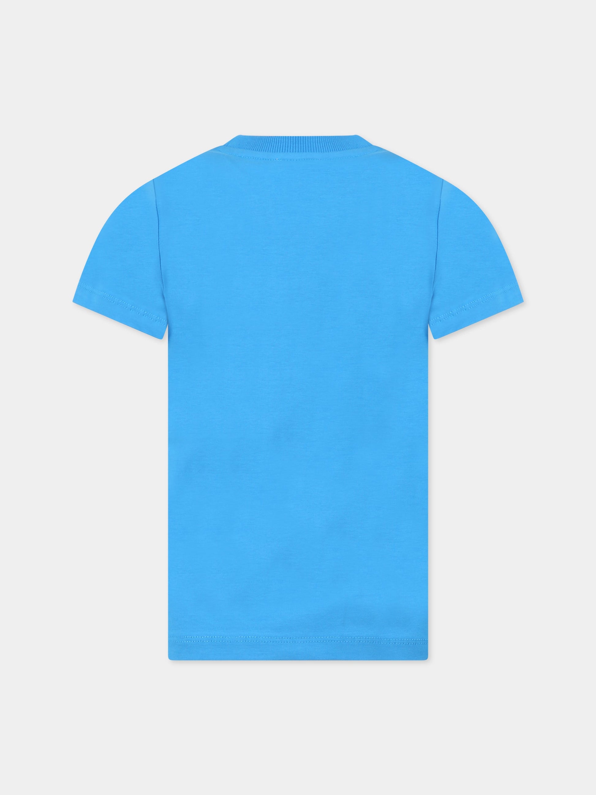 T-shirt blu per bambini con stampa e Teddy Bear,Moschino Kids,HUM044 LBA01 40641