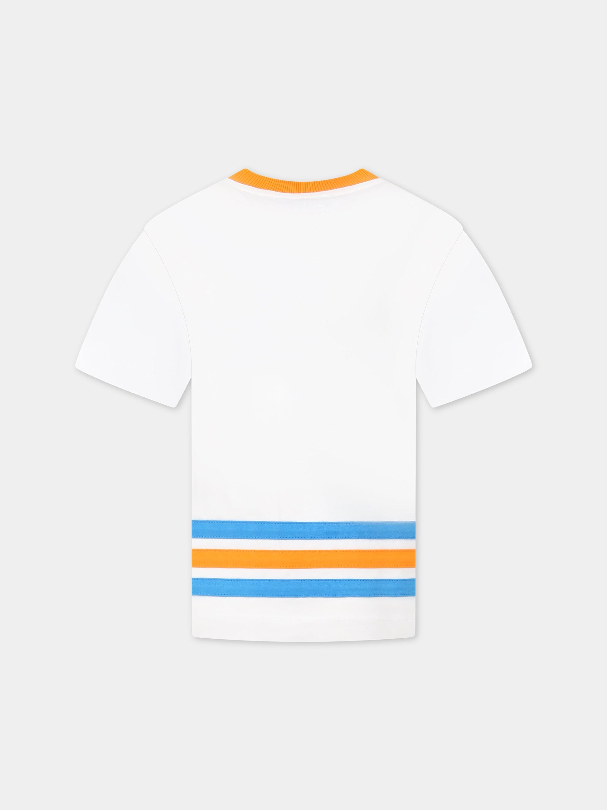 T-shirt bianca per bambino con logo,Moschino Kids,HUM03W LAA01 10101