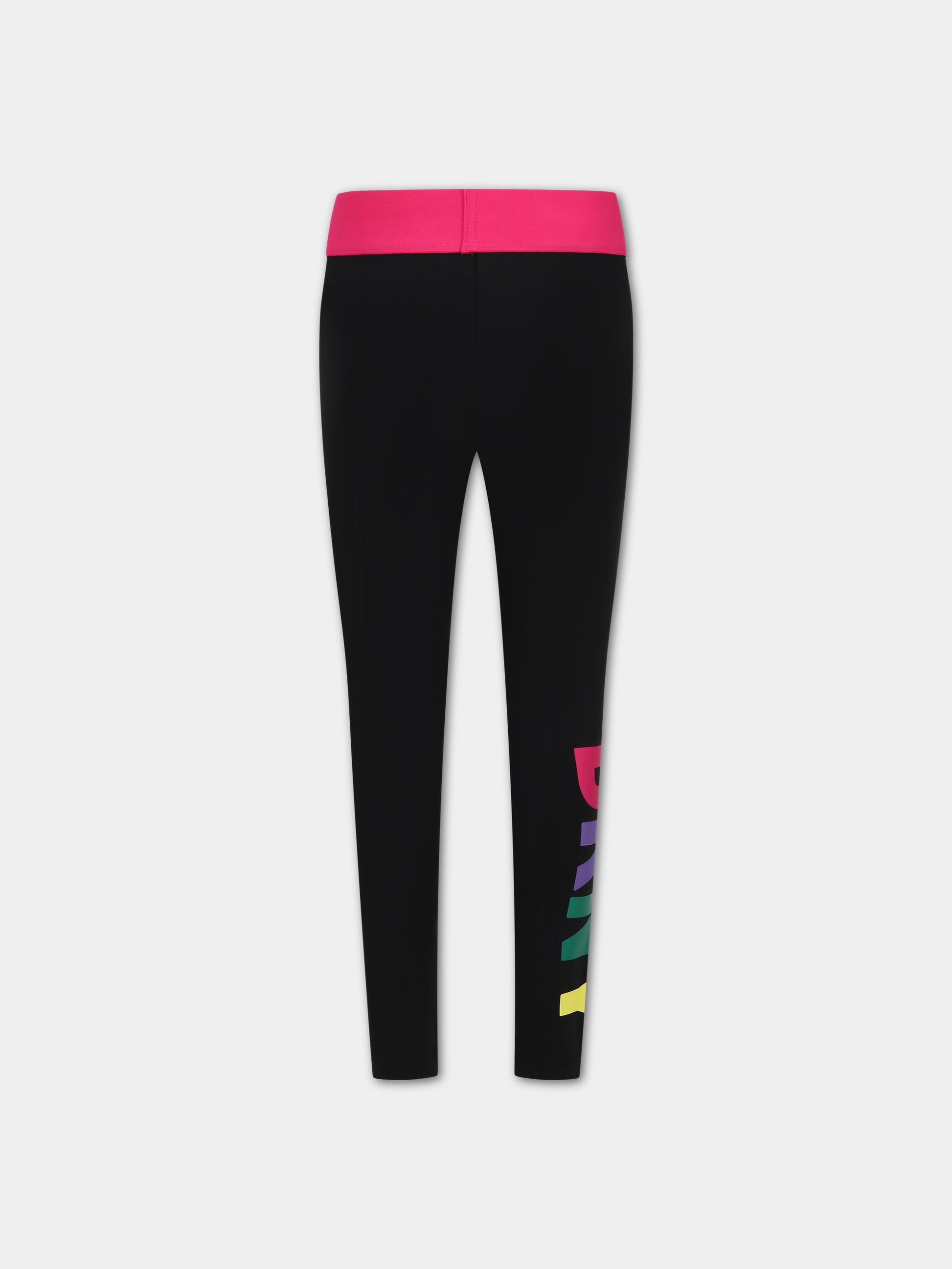 Leggings neri per bambina con logo,Dkny,D34A68 09B