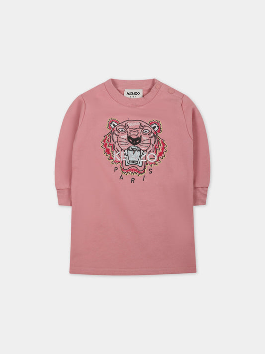 Vestito rosa per neonata con Kotora e logo,Kenzo Kids,K02087 493