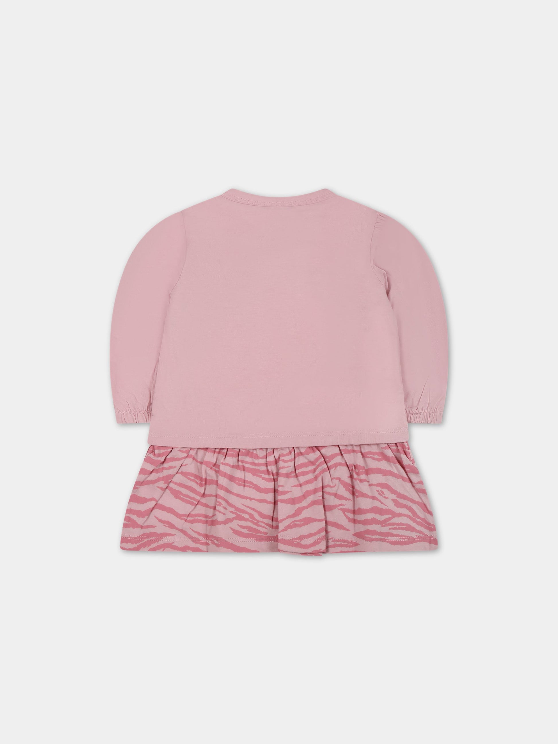 Vestito rosa per neonata con Kotora e logo,Kenzo Kids,K02094 921