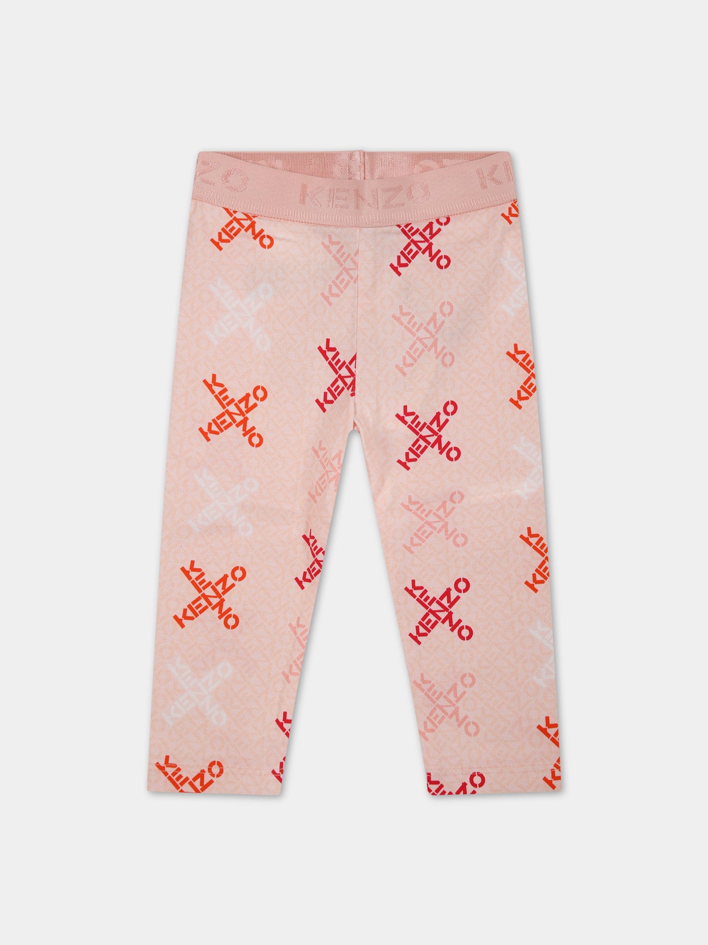 Leggings rosa per neonata con logo,Kenzo Kids,K04187 471