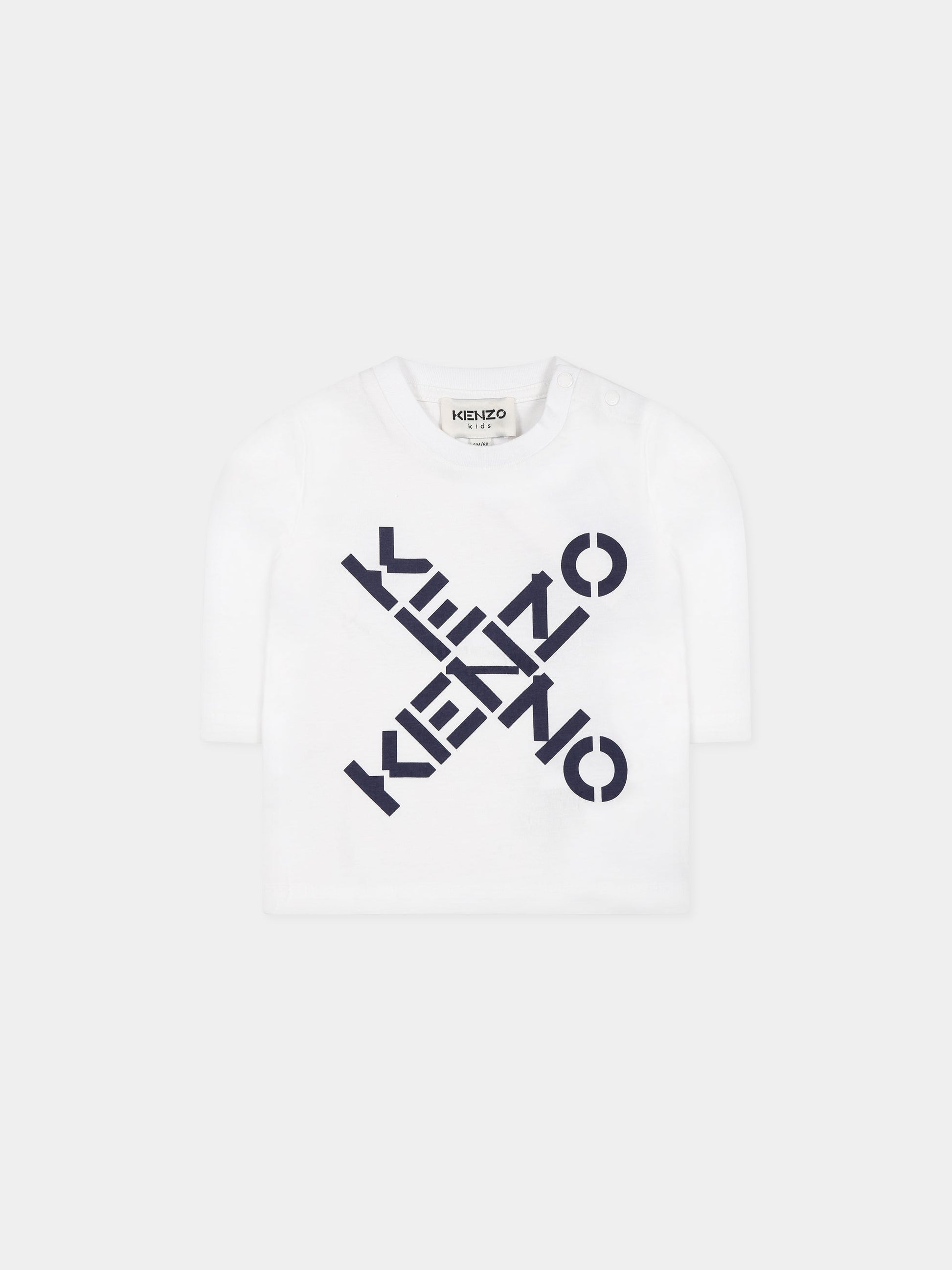 T-shirt bianca per neonati con logo,Kenzo Kids,K05432 10P