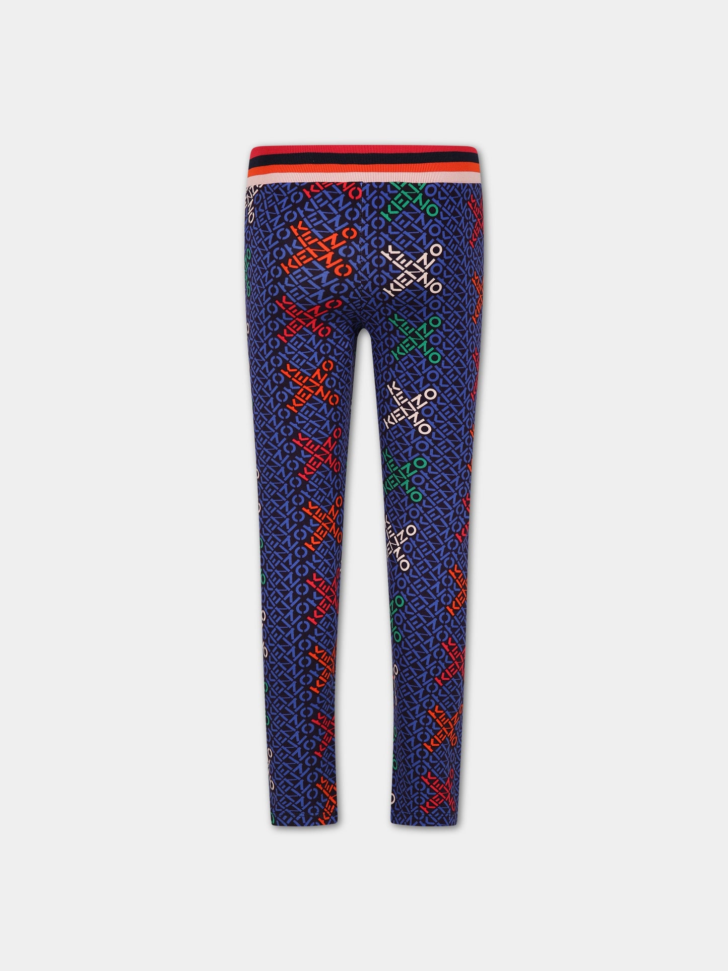 Leggings blu per bambina con logo,Kenzo Kids,K14213 868