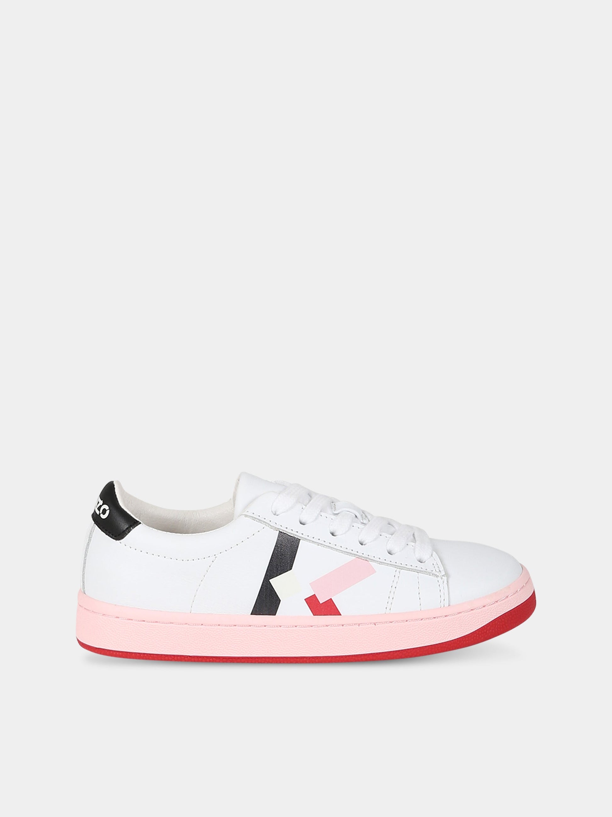 Sneakers bianche per bambina con logo,Kenzo Kids,K19112 10P