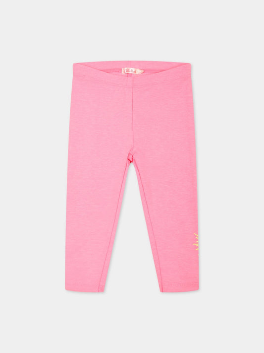 Leggings rosa pe neonata con logo e stampa,Billieblush,U04246 47T