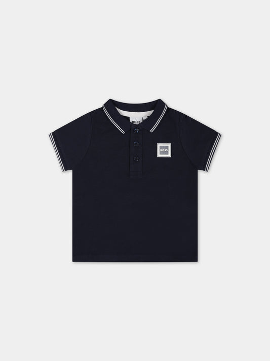 Polo blu per neonato con logo,Hugo Boss,J05923 849