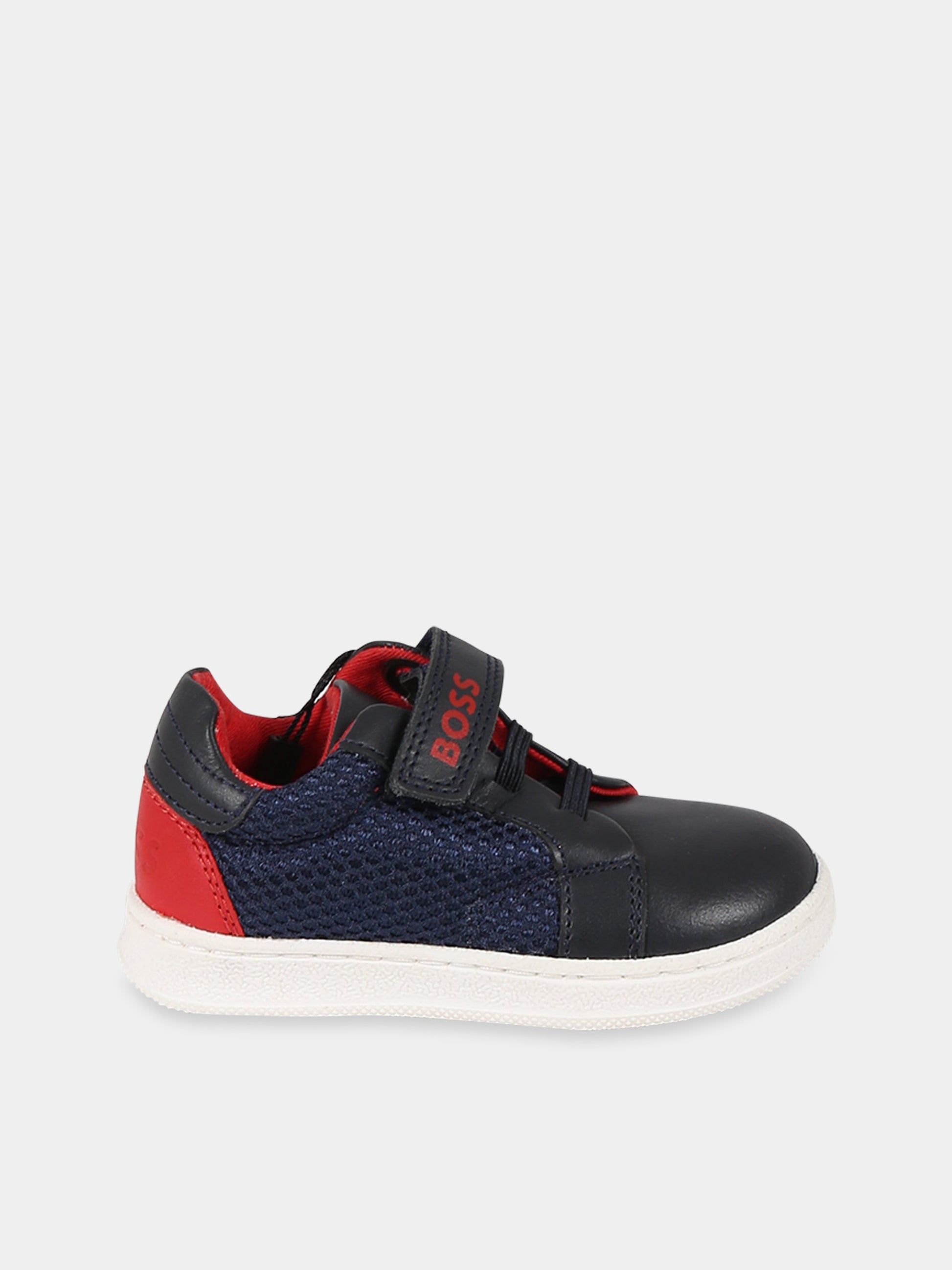 Sneakers blu per bambino con logo,Hugo Boss,J09169 849