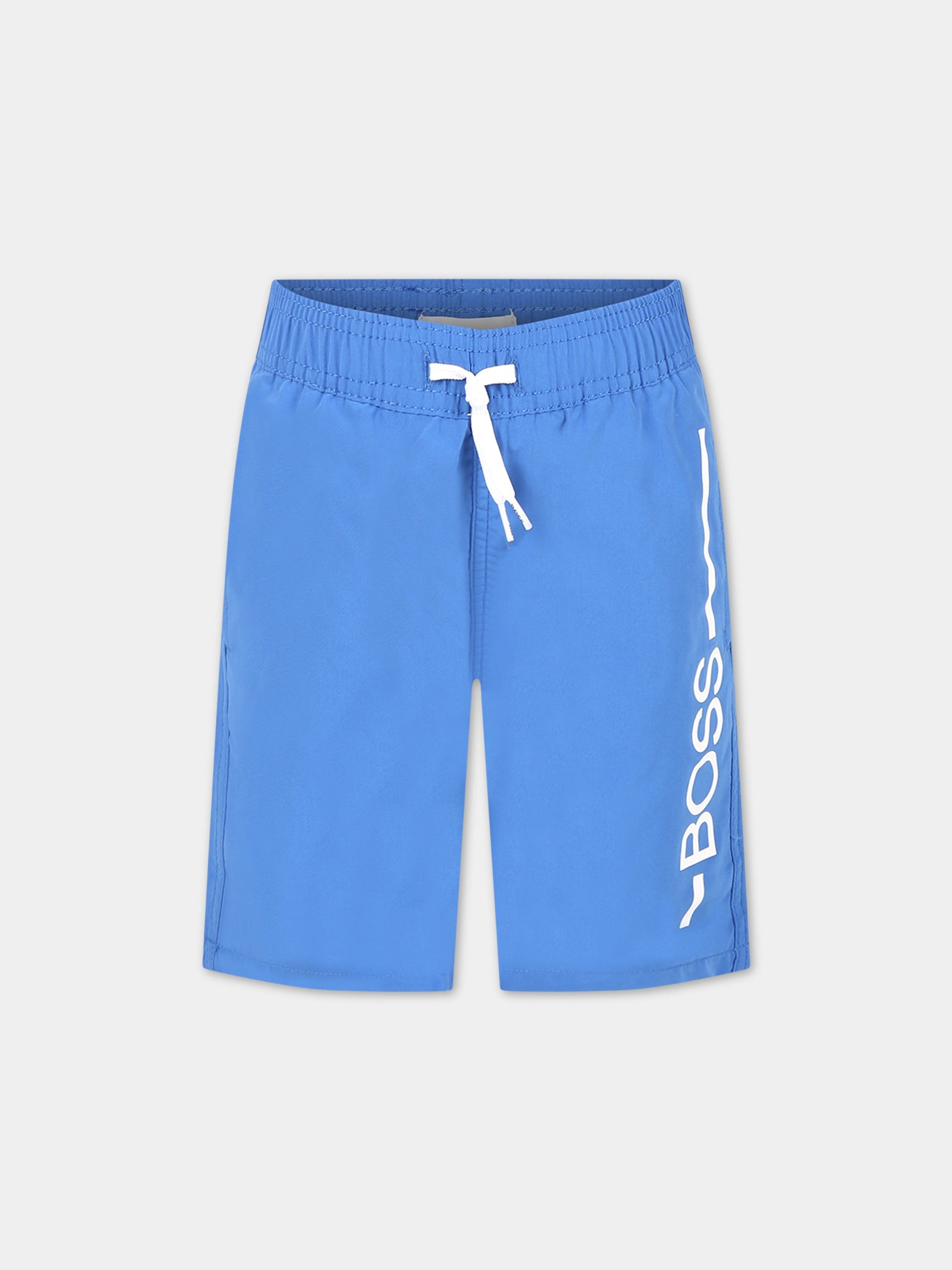 Boxer-mare blu per bambino con logo,Hugo Boss,J24768 871