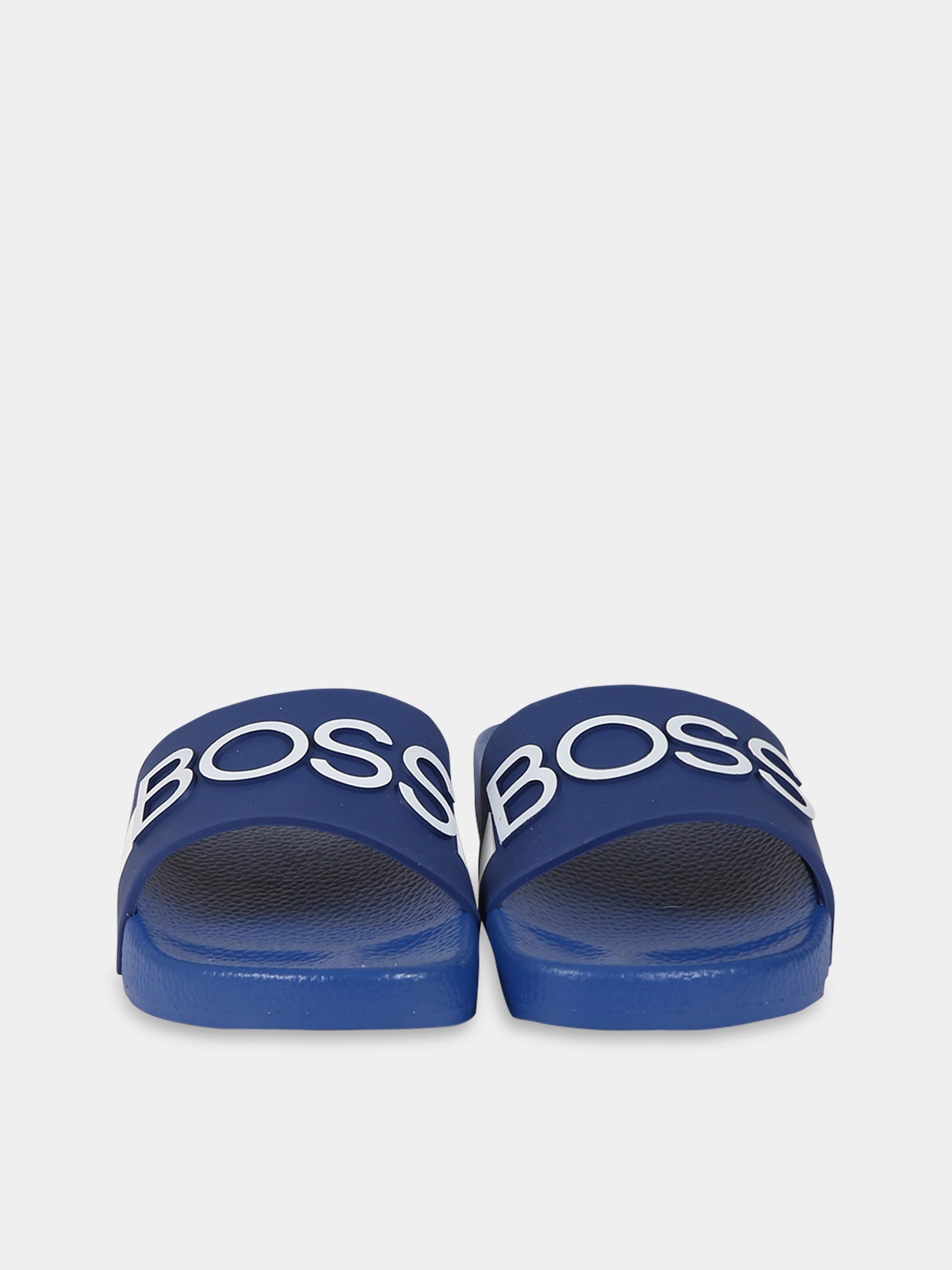 Ciabatte azzurre per bambino con logo,Hugo Boss,J29274 871