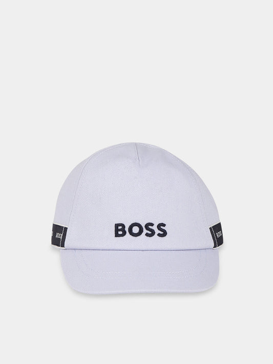 Cappello azzurro per bambino con logo,Hugo Boss,J91125 771