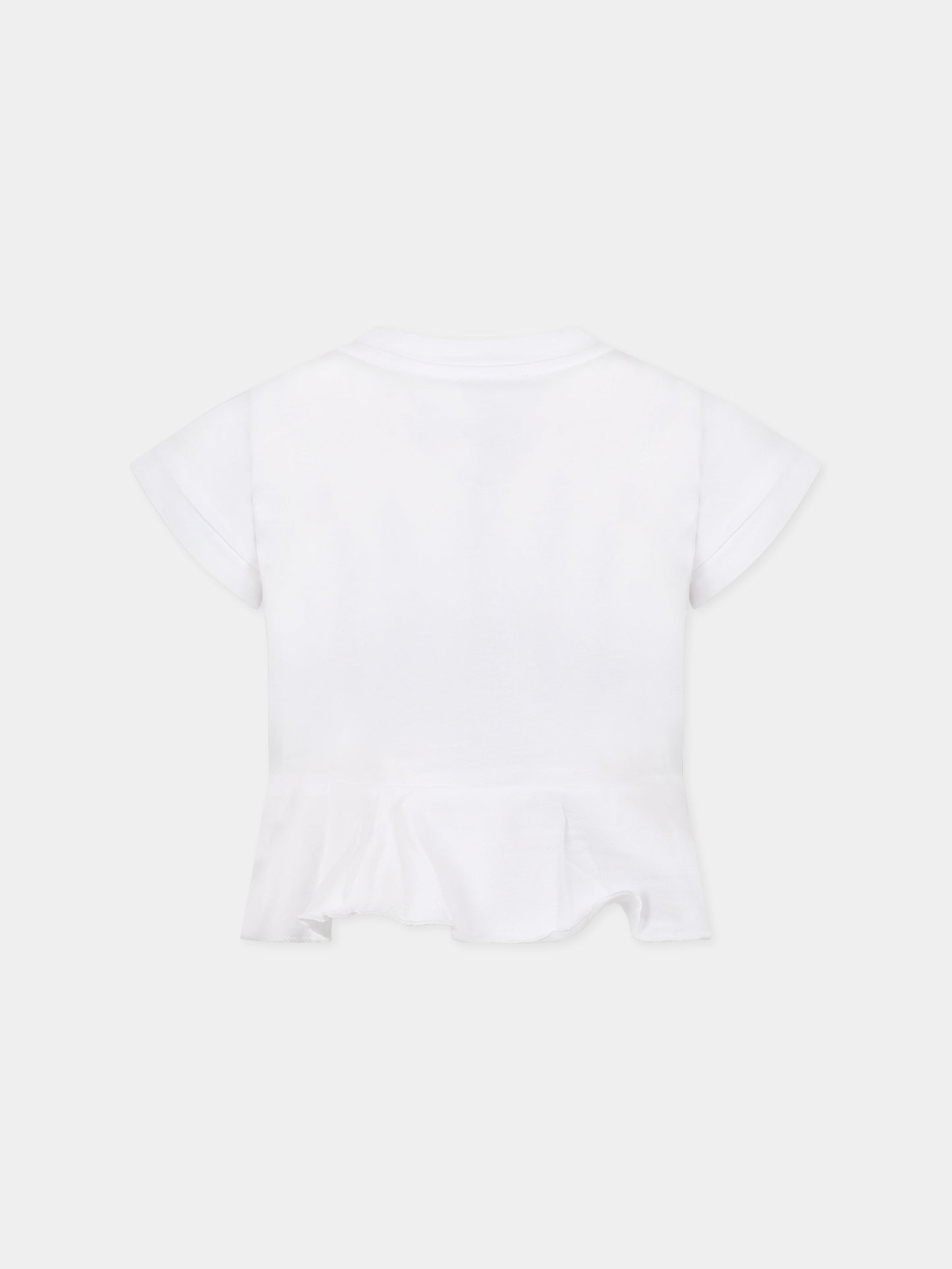 T-shirt bianca per bambina con stampa logo,Dkny,D35R95 10B