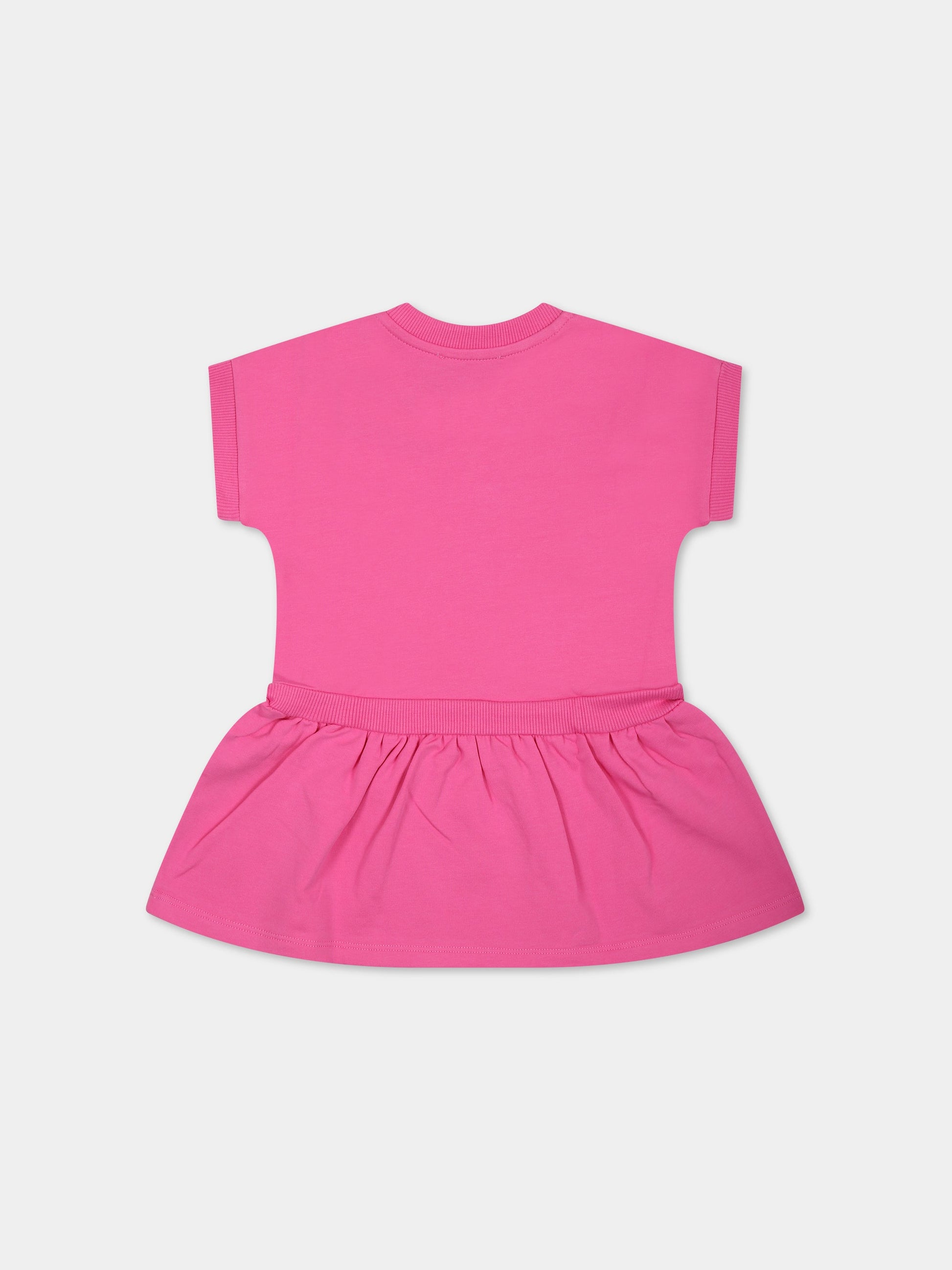 Vestito fucsia per neonata con Teddy Bear e logo,Moschino Kids,MAV09I LDA00 50879