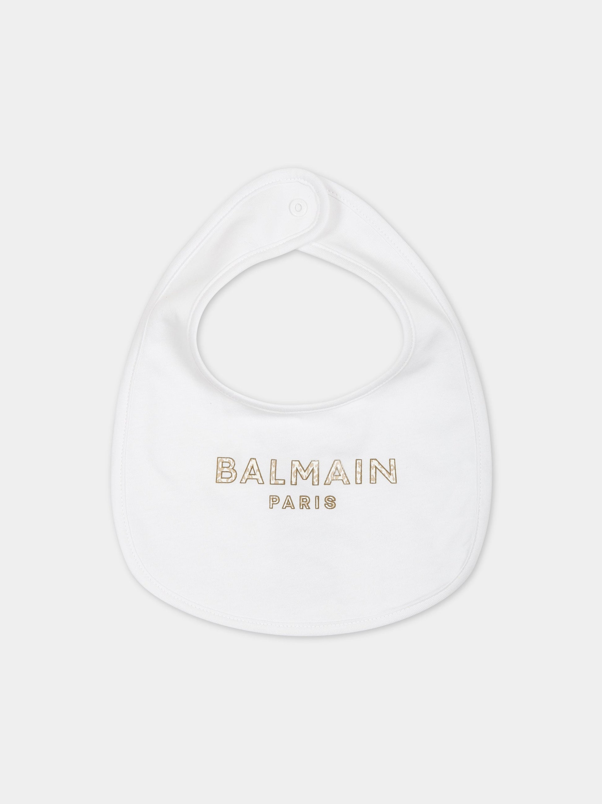 Set bianco per neonati con logo,Balmain Kids,BSB600 J0177 100BG