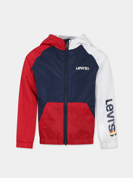 Giacca a vento blu per bambino con logo,Levi's Kids,8EE824 C8D