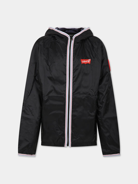 Giacca a vento nera per bambino con logo,Levi's Kids,9EE311 023